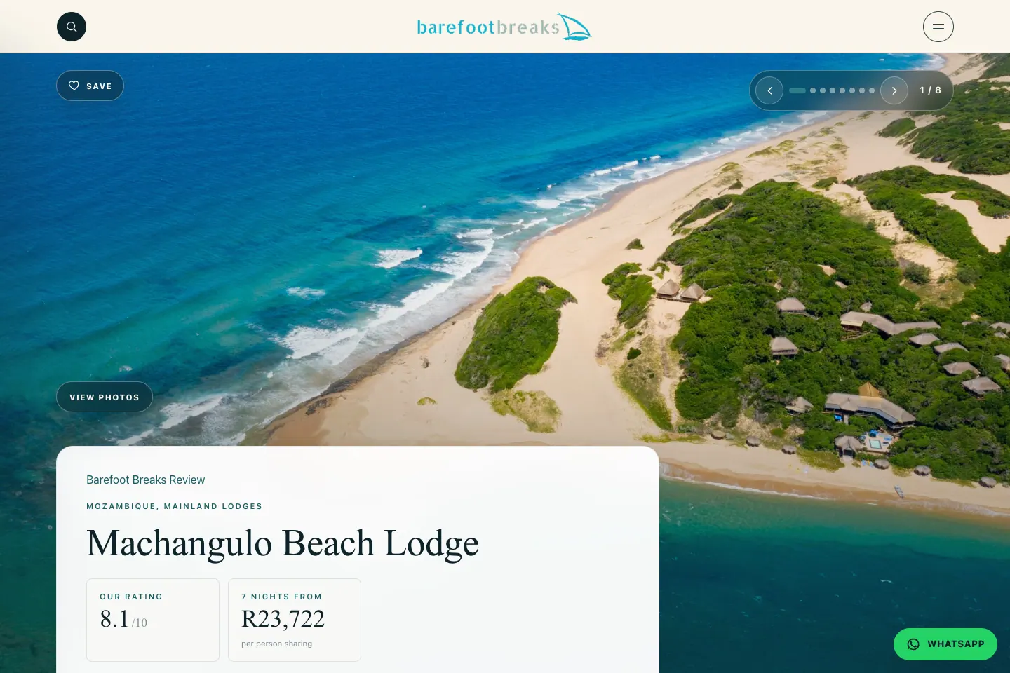 Barefoot Breaks lodge profile page