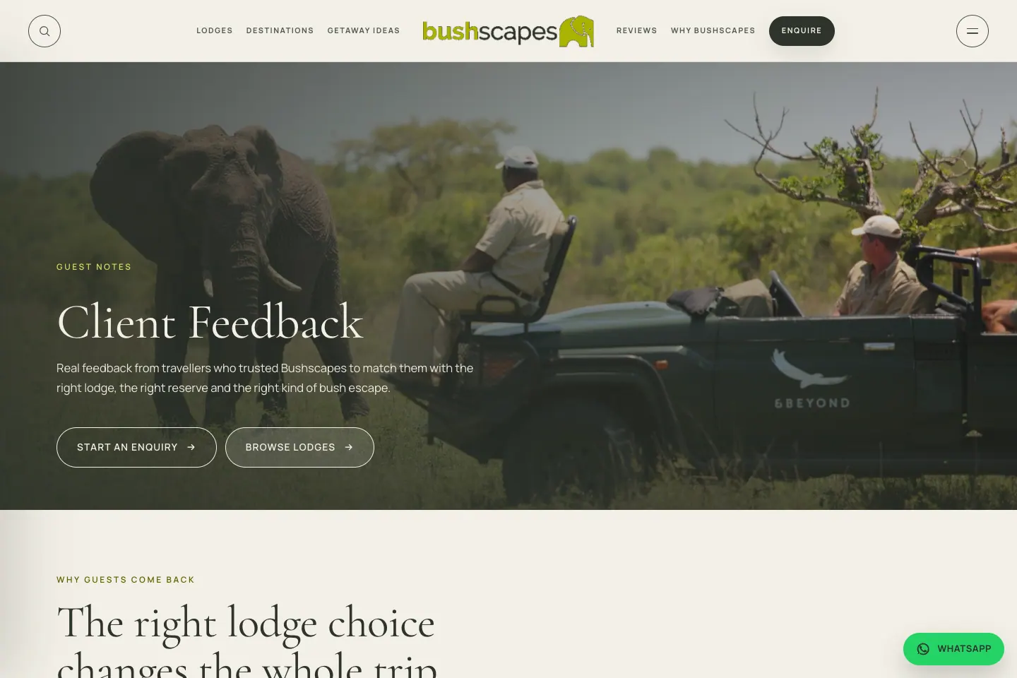 Bushscapes client feedback page
