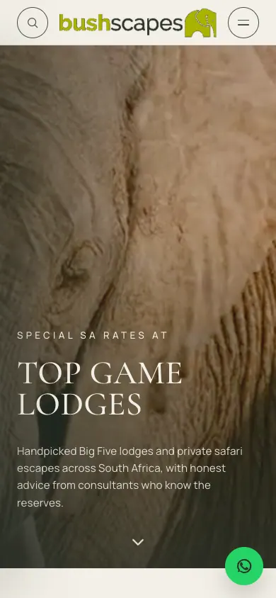 Bushscapes homepage mobile screenshot