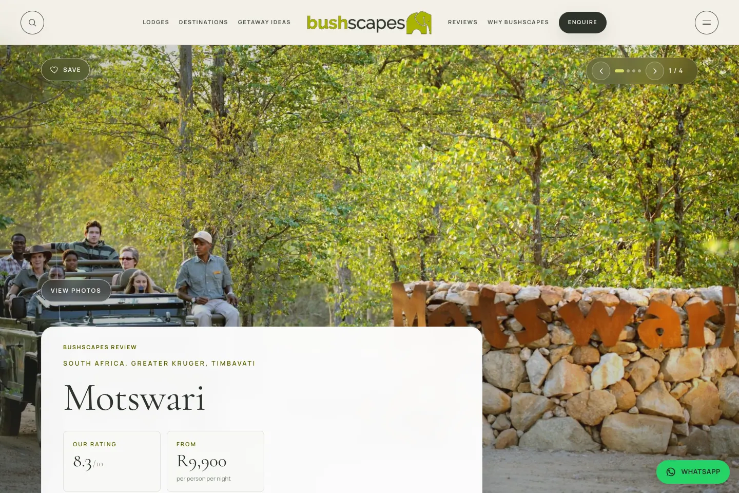 Bushscapes lodge profile page